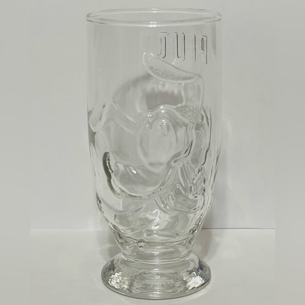 Rare Vintage K. Onishi Walt Disney 3D Clear Juice Glass 1990s Pluto